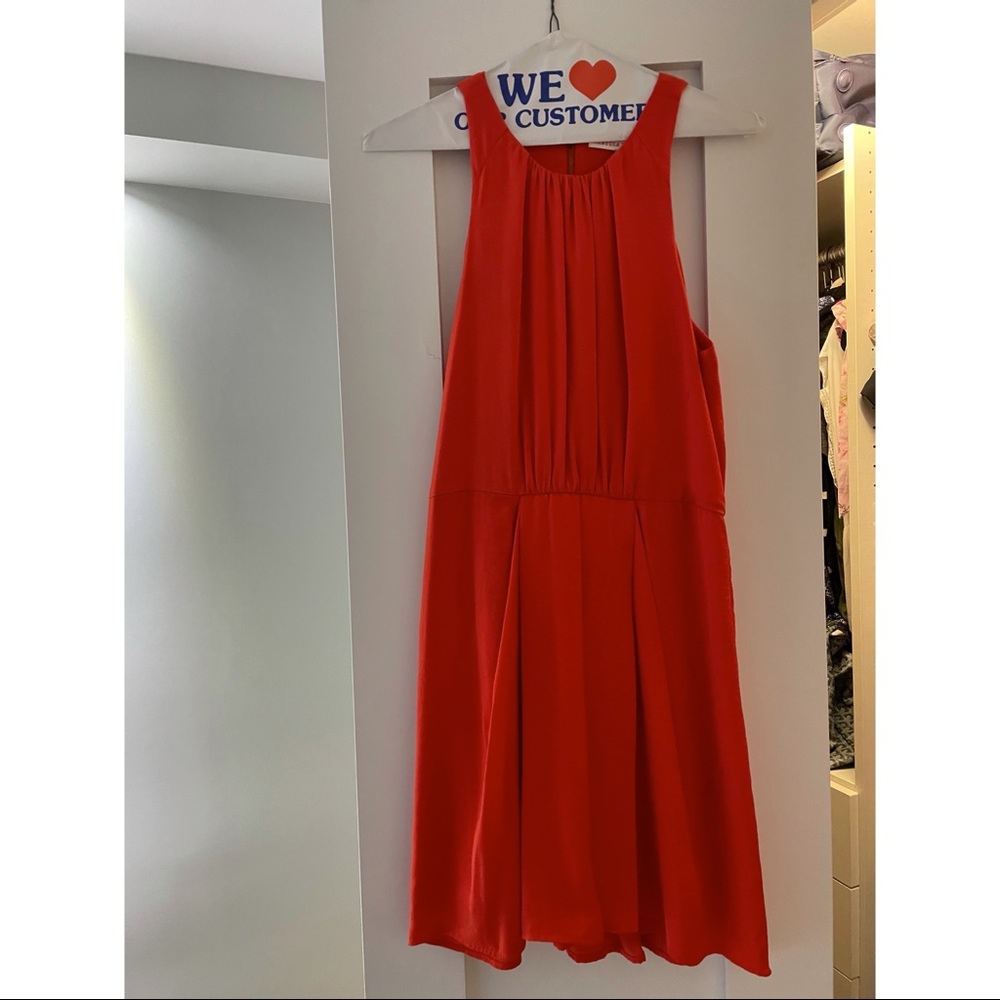 Rebeca Taylor Orange Silk Pleated Dress